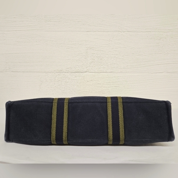 Hermès Fourre Tout GM Canvas and Nylon Tote Bag in Navy and Green Stripe - Picture 6 of 15